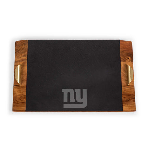 Covina Serving Tray - Acacia Wood & Slate Black with Gold Accents